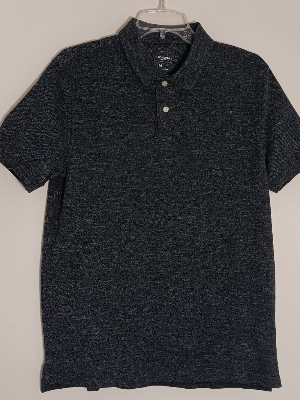 Sonoma Goods For Life Men's Medium Gray Textured Polo Shirt Cotton Blend Strech.